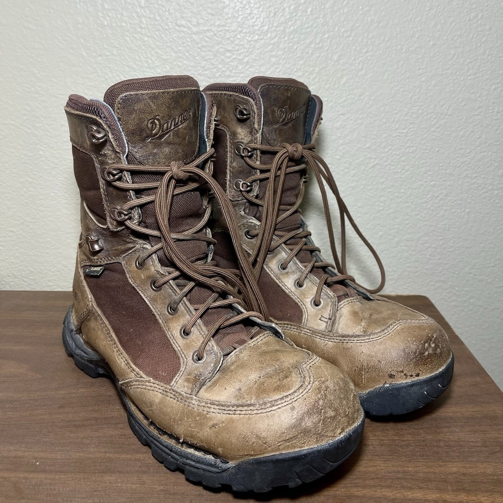 Danner Pronghorn‎ 8" Brown Leather Canvas #45003 Work Boots Men's Size 8.5